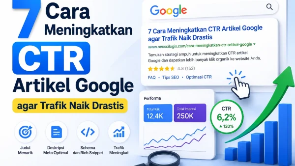 Ilustrasi cara meningkatkan CTR artikel Google secara efektif untuk optimasi SEO website